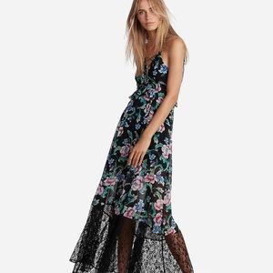 Express Floral Strappy Lace Up Maxi Dress